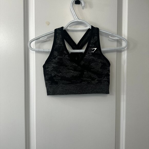 Gymshark Black Camo Seamless Sports Bra – Size XS - Picture 1 of 4